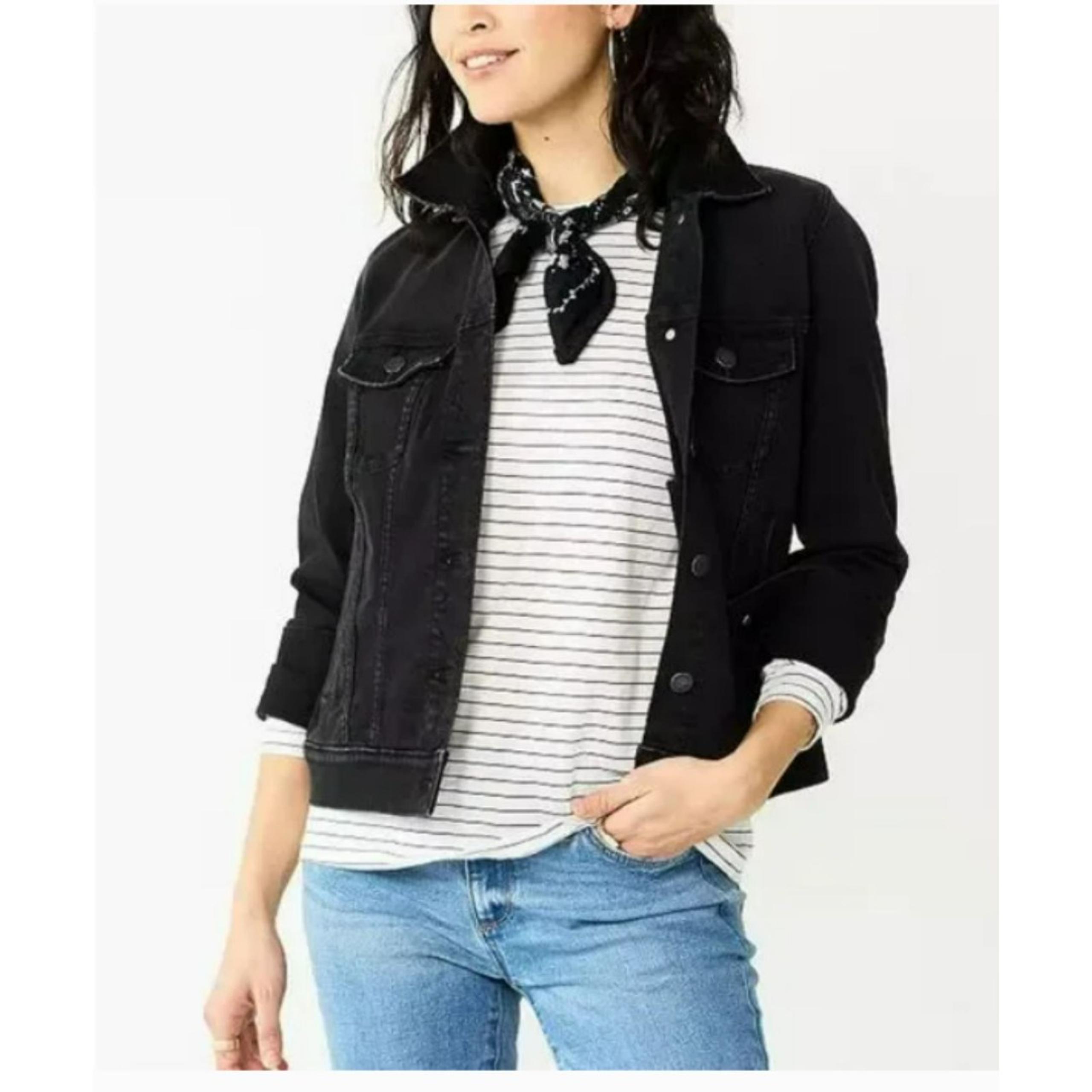 288 Women's Black Button-Front Denim Jacket – Sonoma Goods for Life
