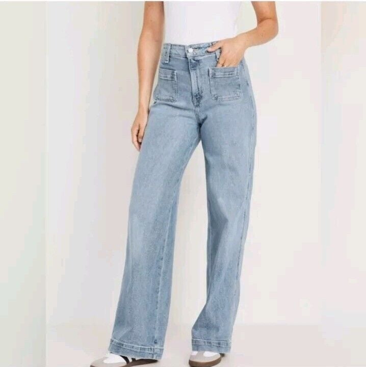 Old Navy Extra High Rise Wide Leg Trouser Light Wash Denim Jeans Women's 24/3X