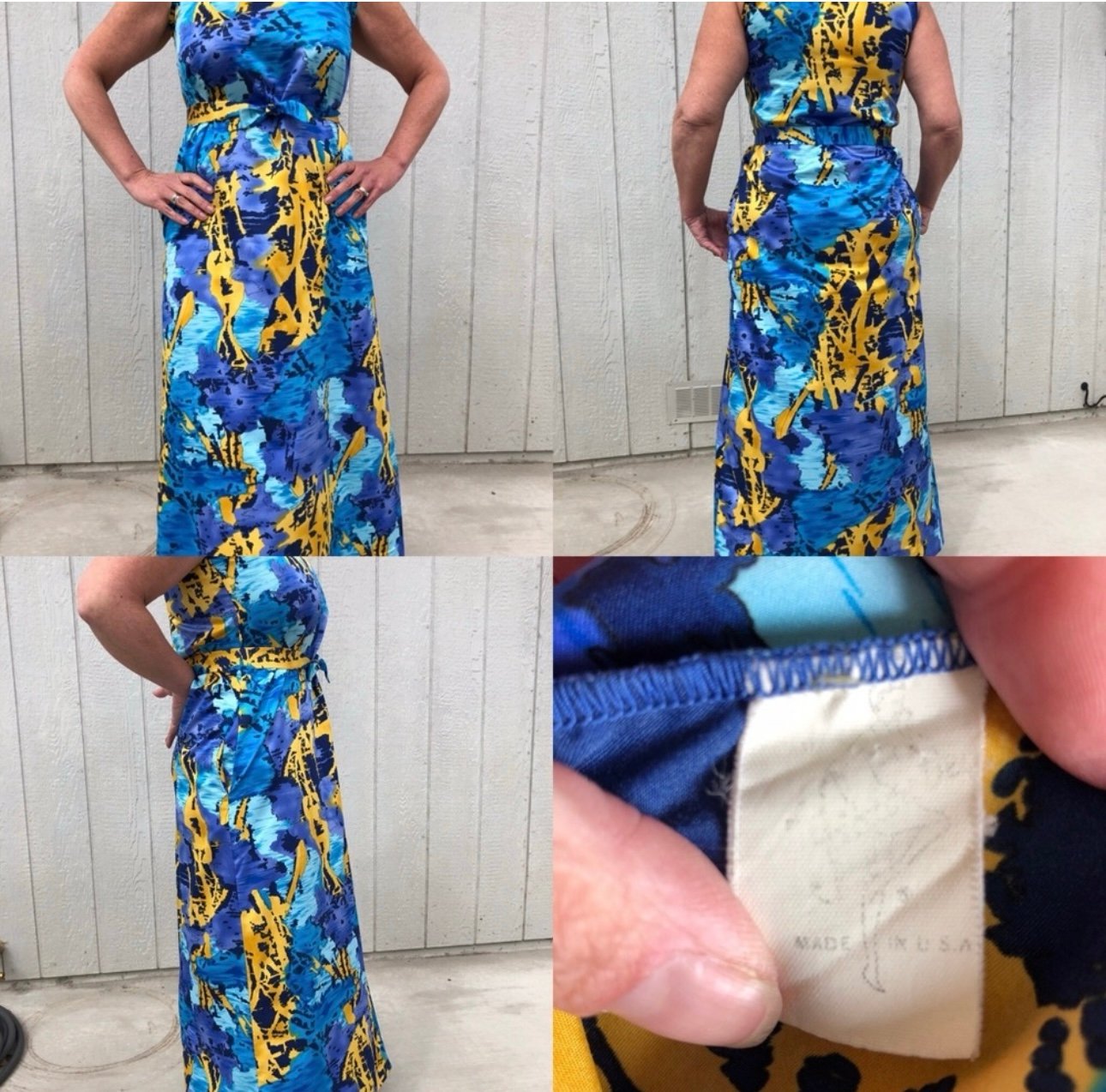 Figurettes Vintage Retro Maxi Dress / Loungewear Abstract boho hippy 70’s