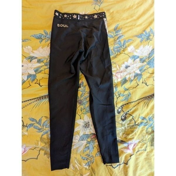 soul cycle x ultracor black and silver star leggings sz large excellent conditio