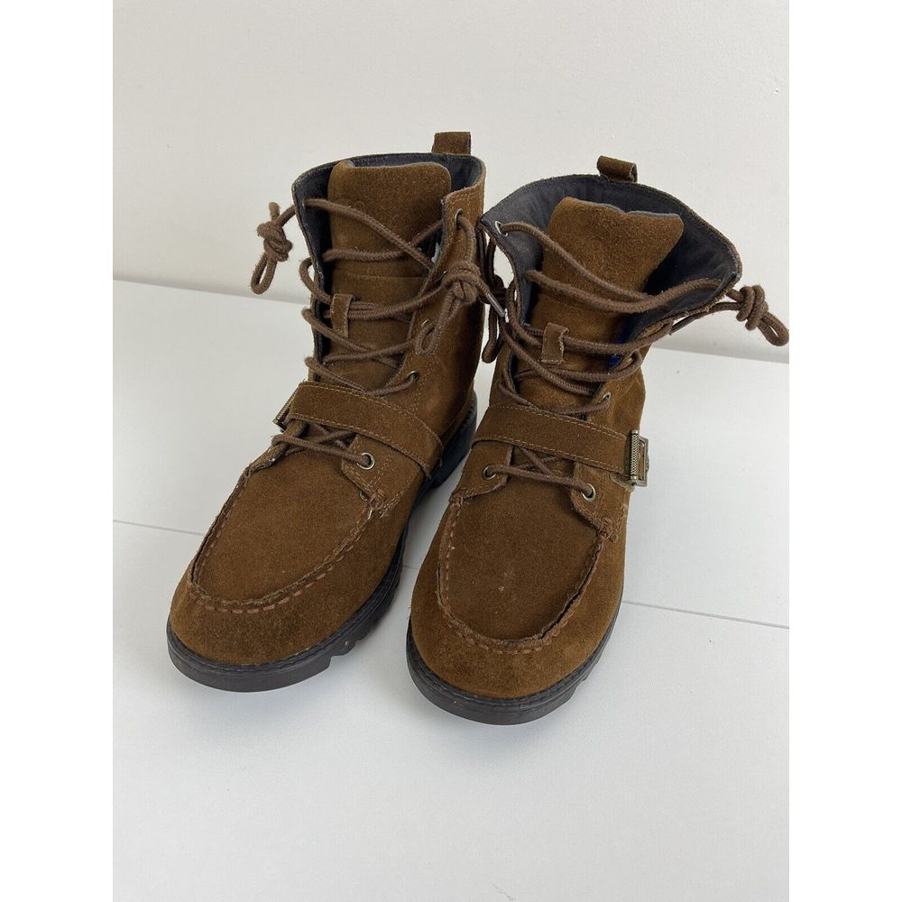 Ralph Lauren Polo Country Ranger Boots Brown Suede Leather VTG Kids Size 7