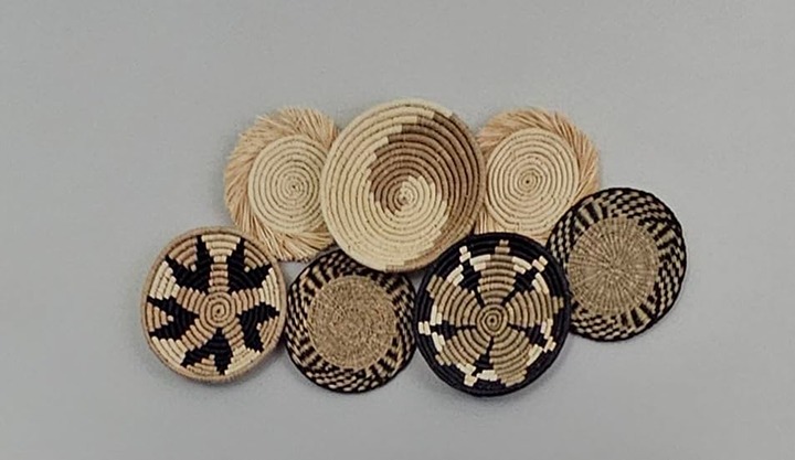 Hanging Woven Wall Basket Set - 7 Unique Handcrafted Seagrass Baskets