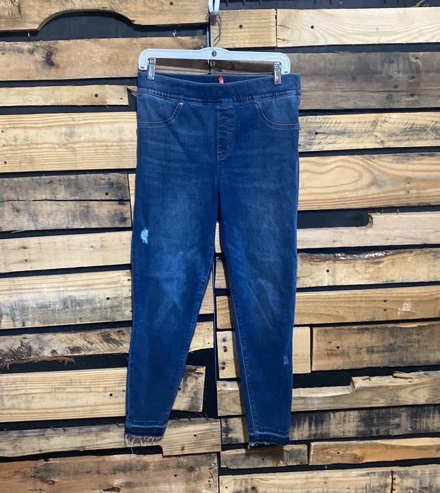 Spanx Distressed Ankle Skinny Jeans Medium Wash Size Large