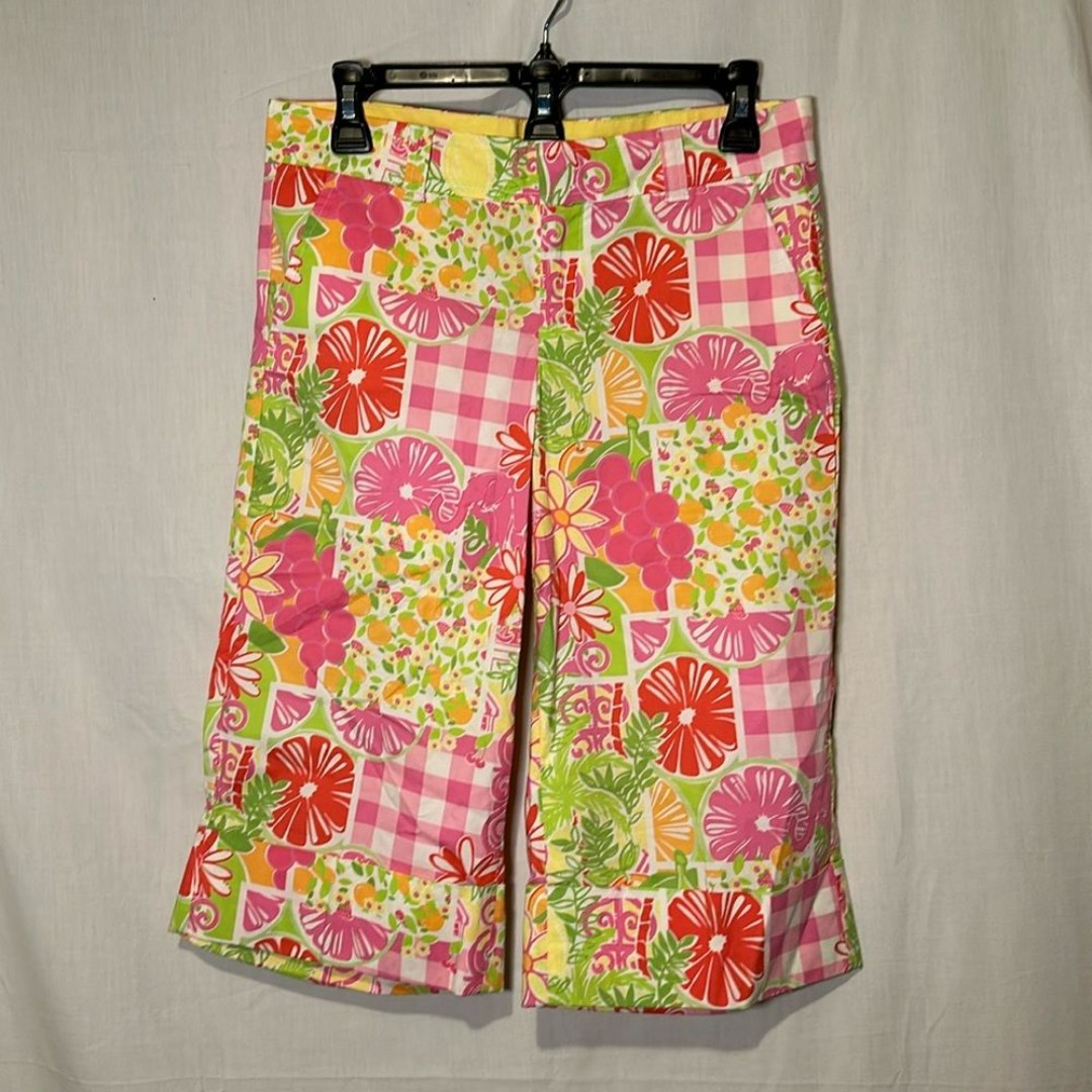 Lilly Pulitzer Palm Beach Fit juice stand fruit print capris size 2