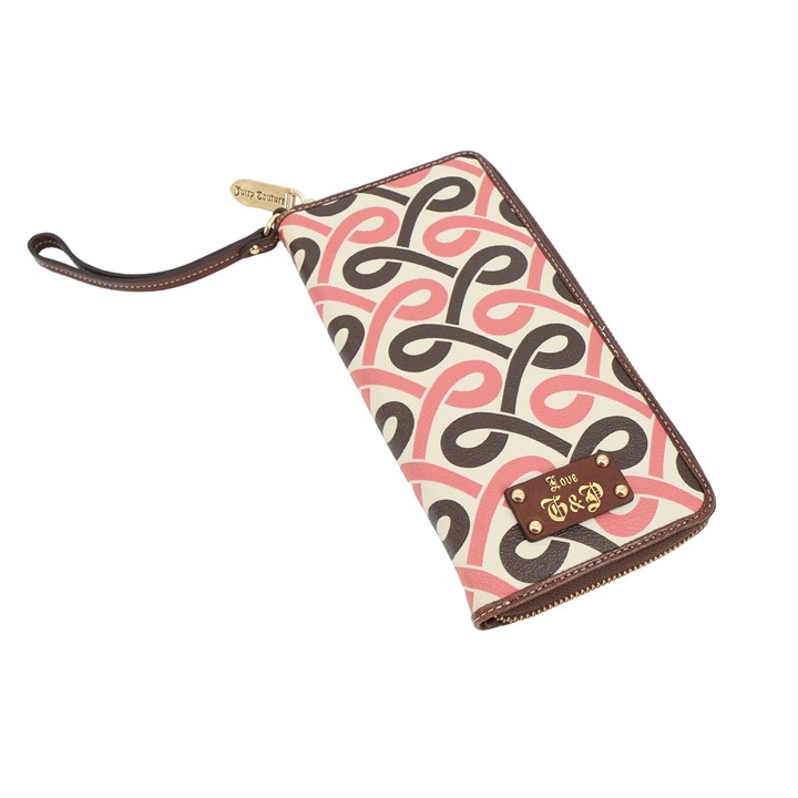 New Juicy Couture Rare Y2K Vintage Wallet Card Keeper Brown Leather Wristlet