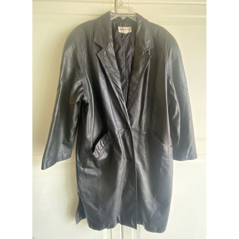 Split End Ltd Women's Black Leather Vintage Co 90s Coat Jacket Sz S