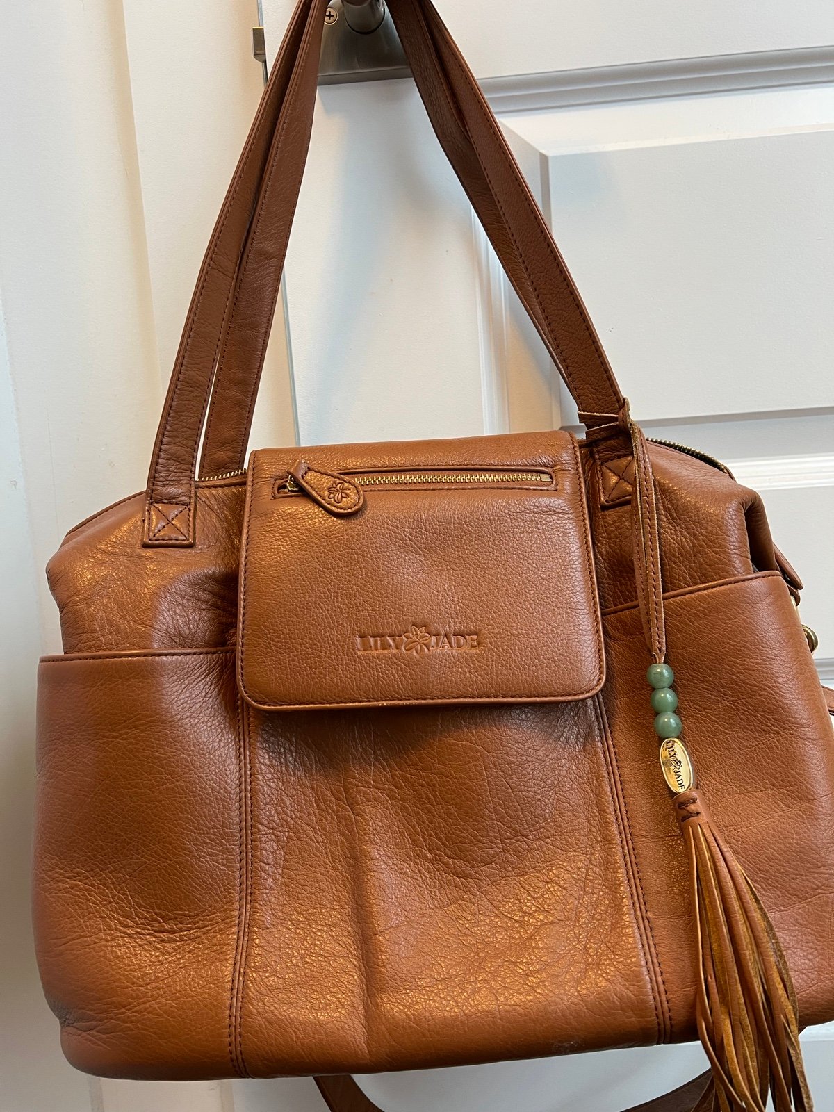 Lily Jade Camel Leather Diaper Bag Madeline