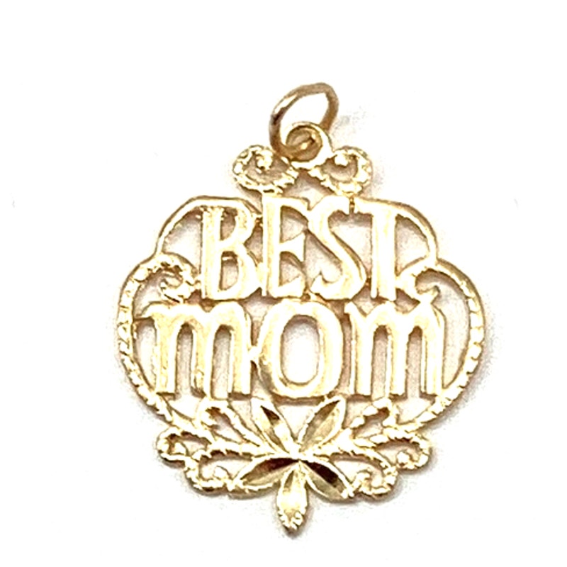 14K Yellow Gold Best Mom Pendant
