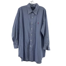 Ralph Lauren Men XL Blue/White Check Print Long Sleeve Button Up Shirt Preowned