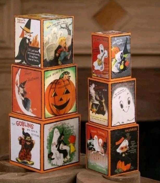 Bethany Lowe Halloween Retro Stacking Blocks Set/6 New 2025!