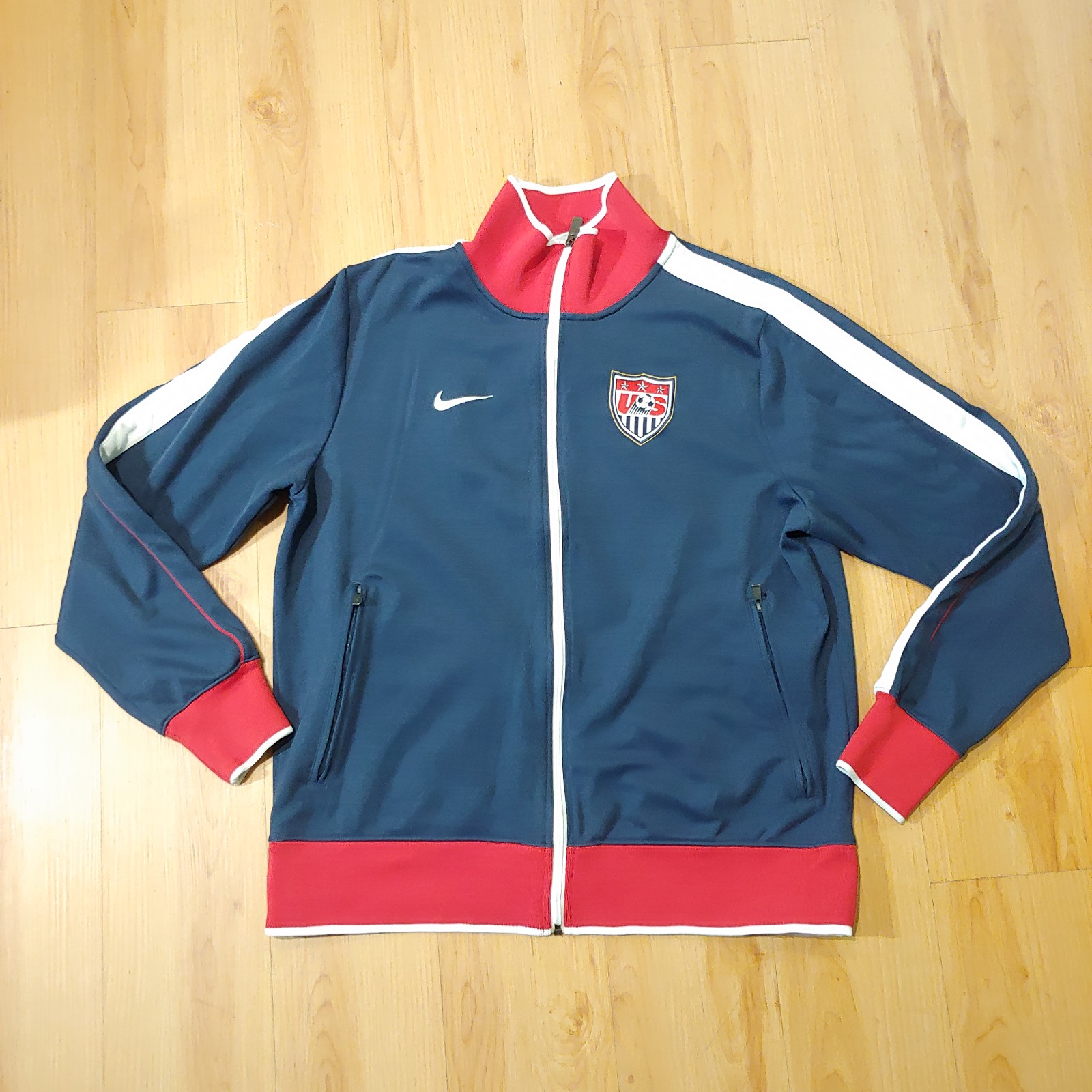 Men Nike Team USMNT football Soccer Track Jacket Size L Blue 370300-451