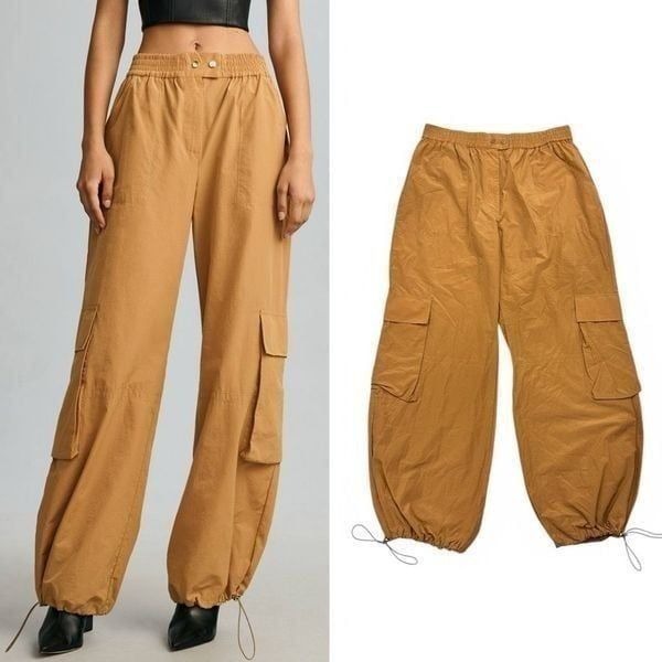 PILCRO BY ANTHROPOLOGIE Pull-On Cargo Parachute Pants XLT Tall Bronze Cyberpunk
