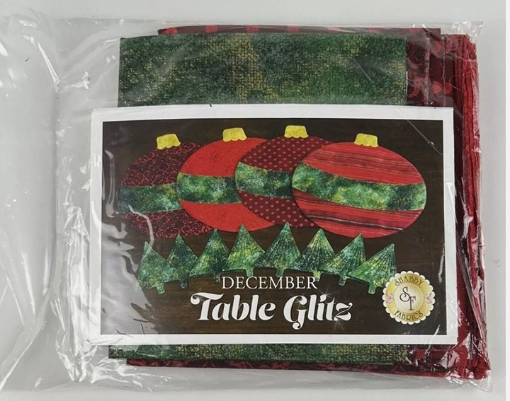 NEW Shabby Fabrics December Table Glitz Ornament Placemat Coasters Kit Fabric