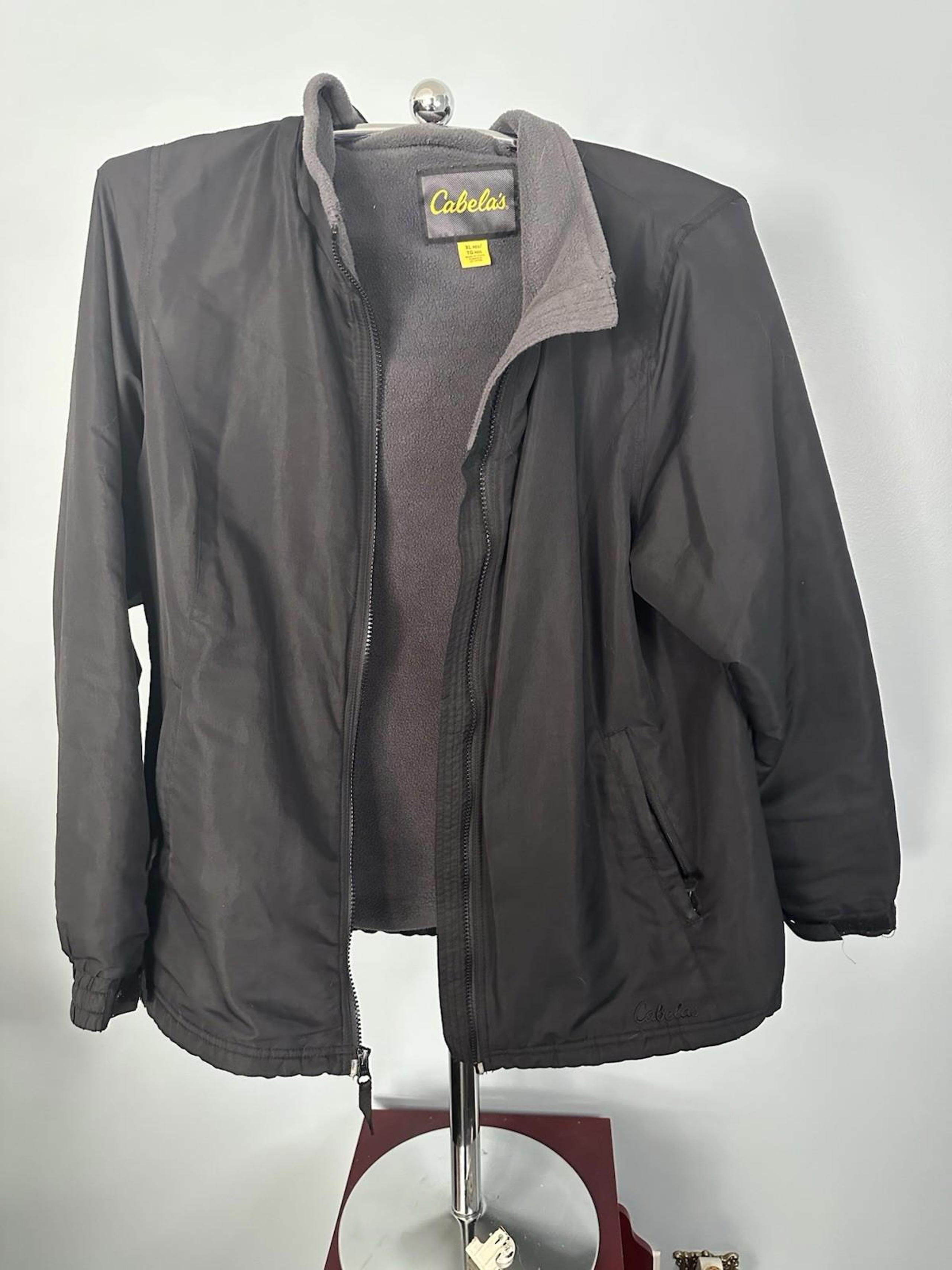 Men's Size Us-XL Cabela's Zip-Up Jacket Fleece Lining Black/Gray