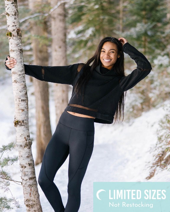 Black Mesh Cowl Neck Sweatshirt