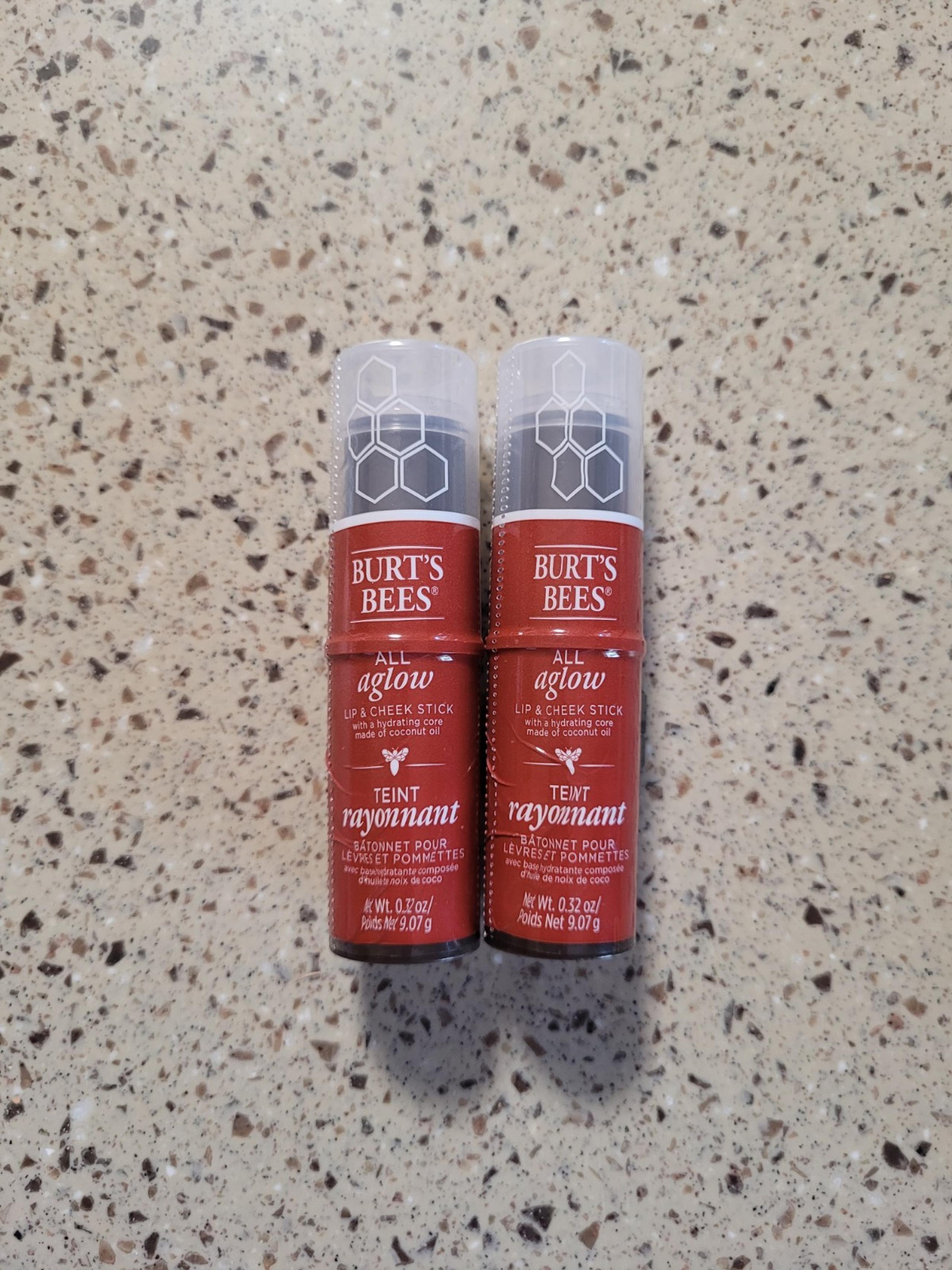 2 Burts Bees All Aglow Lip & Cheek Stick #1253 Dahlia Dew 0.32 oz Each SEALED