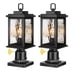 Outdoor Post Lantern Light Fixture with Pier Mount Base, Dusk to Dawn Black 2 Pa