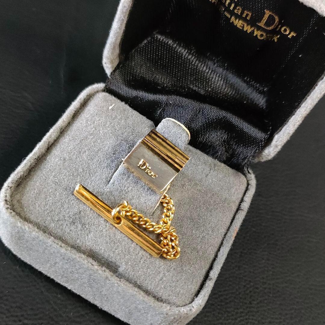 【Good Condition】Dior Tie Pin / Tie Tack Gold Silver Square