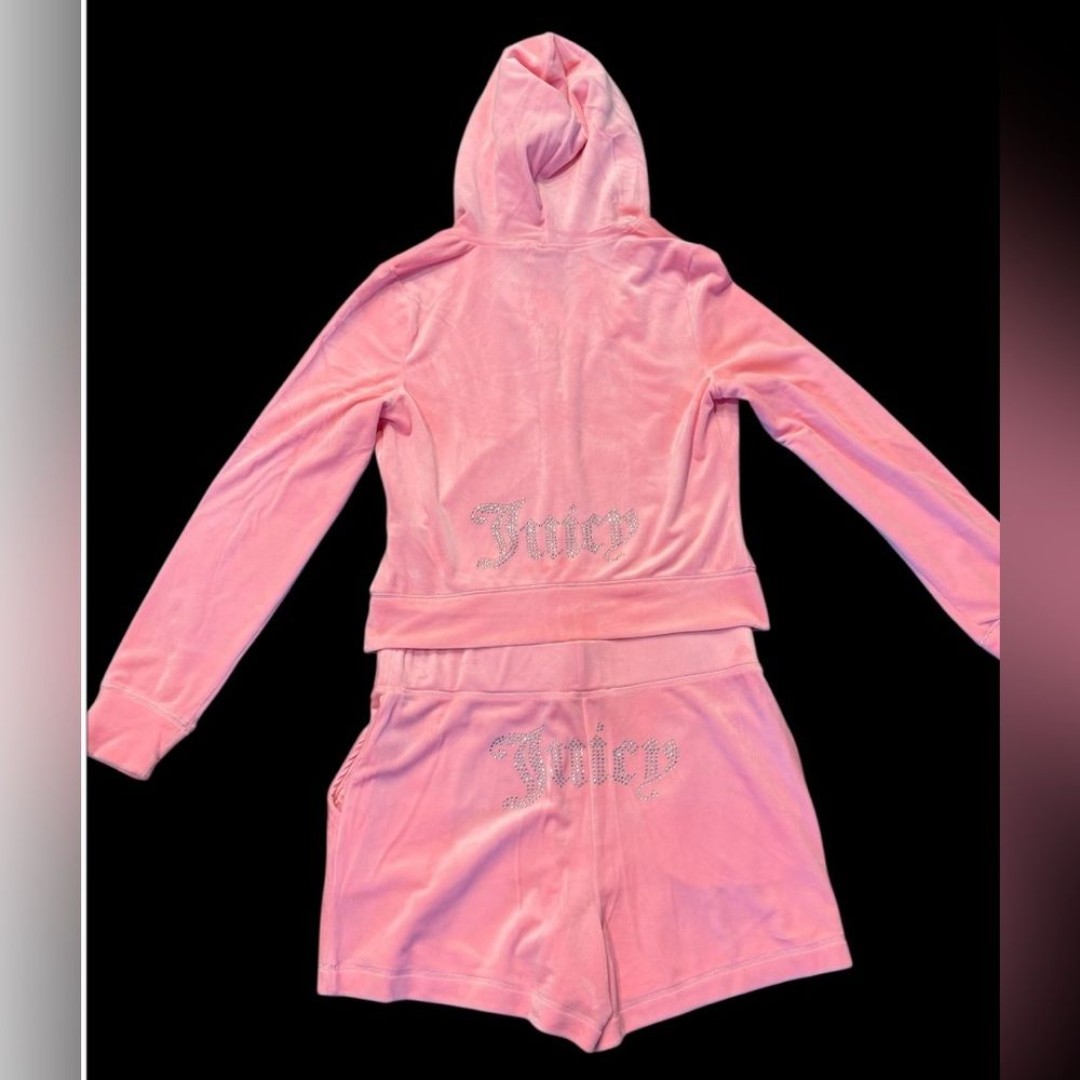 Juicy Couture Velour Hoodie and Shorts Set Flamingo Size S NWT