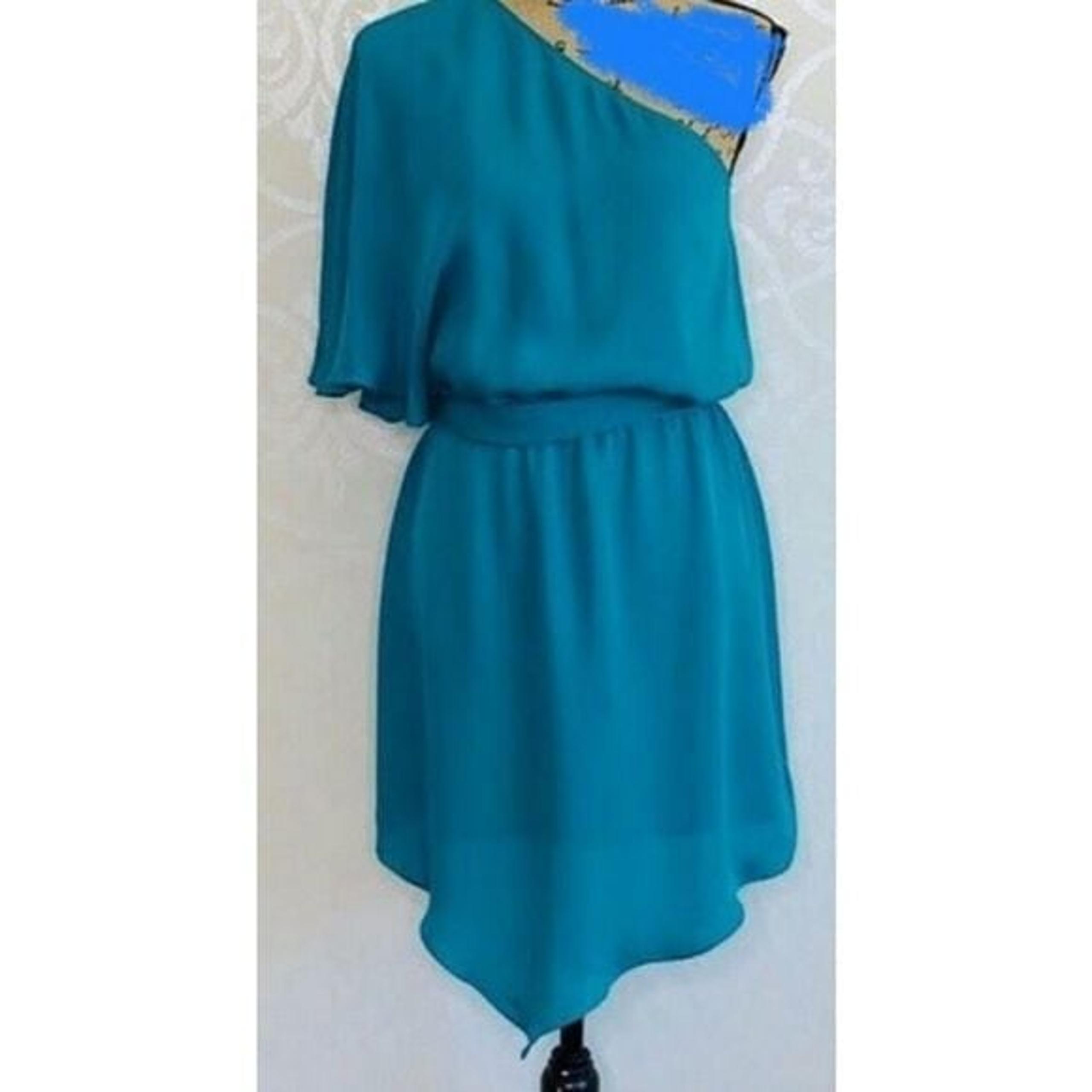 Haute Hippie Women's L Blue Asymmetrical One Shoulder Midi Dress