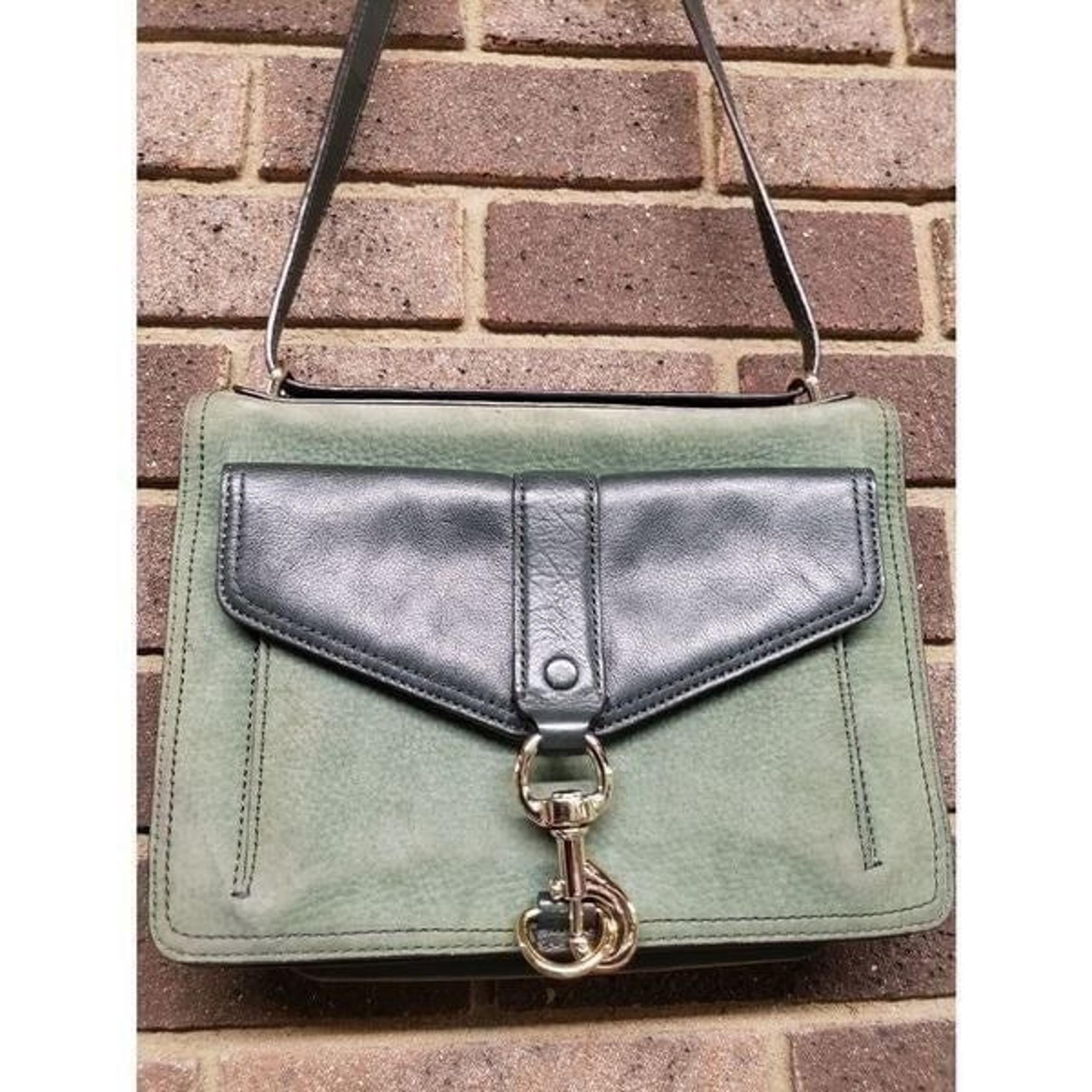 Rebecca Minkoff "Envelope" Green Leather/Suede Handbag,Vintage/Rare Full Size, E