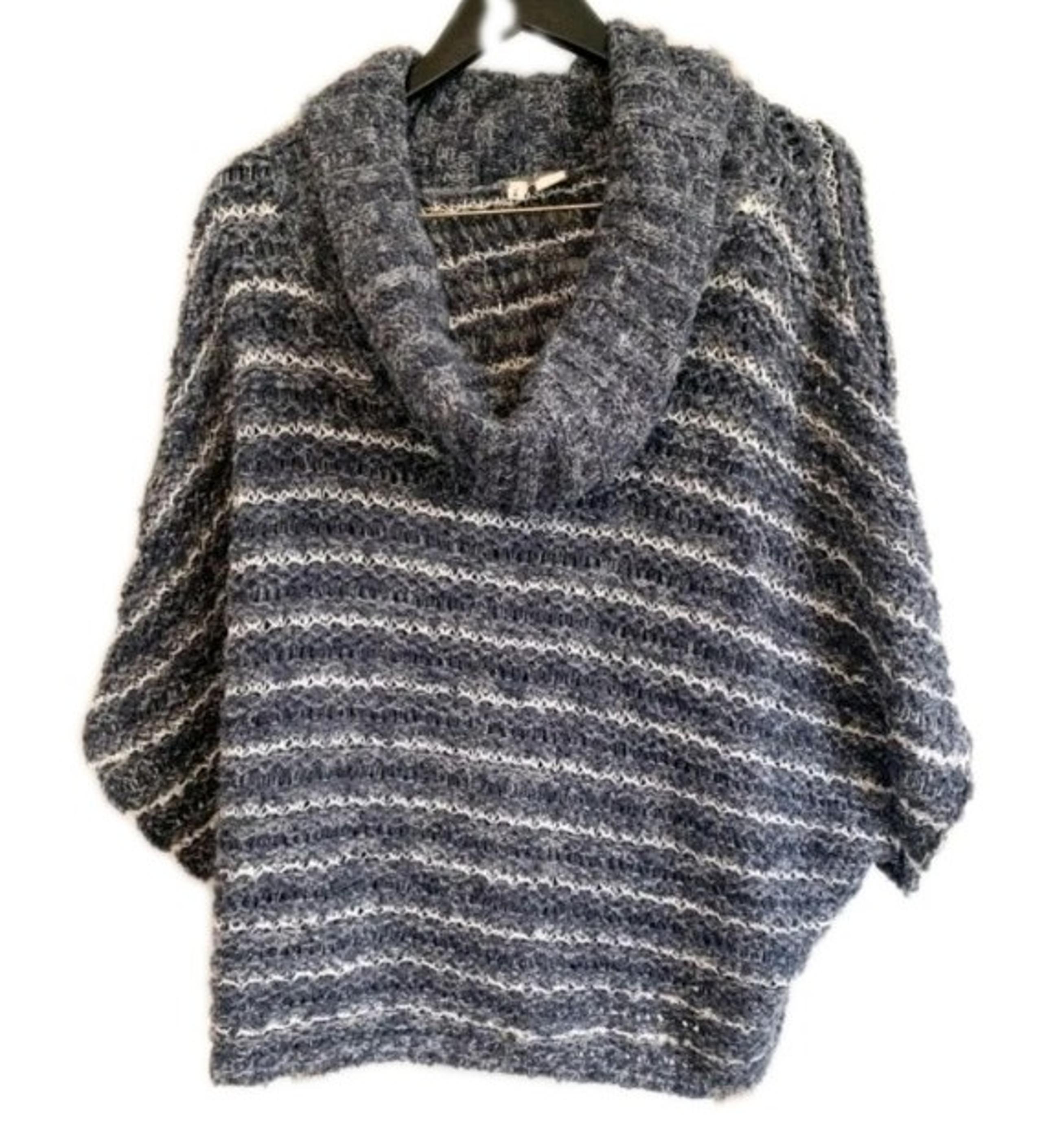 MOTH Anthropologie Striped Cowl Neck Eyelet Sweater Sz M/L