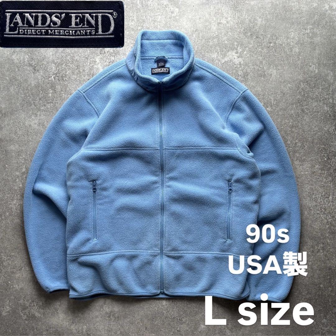 90s LAND'S END Lands' End Zip-Up Fleece Vintage L