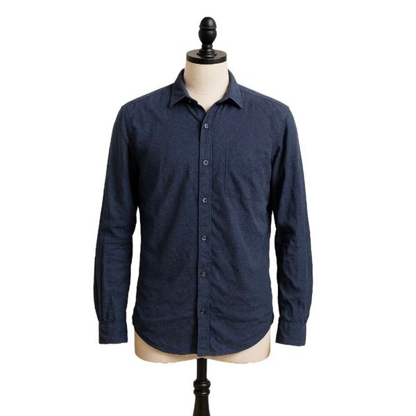 The Kooples Fitted Navy Dot Long Sleeve Shirt  S