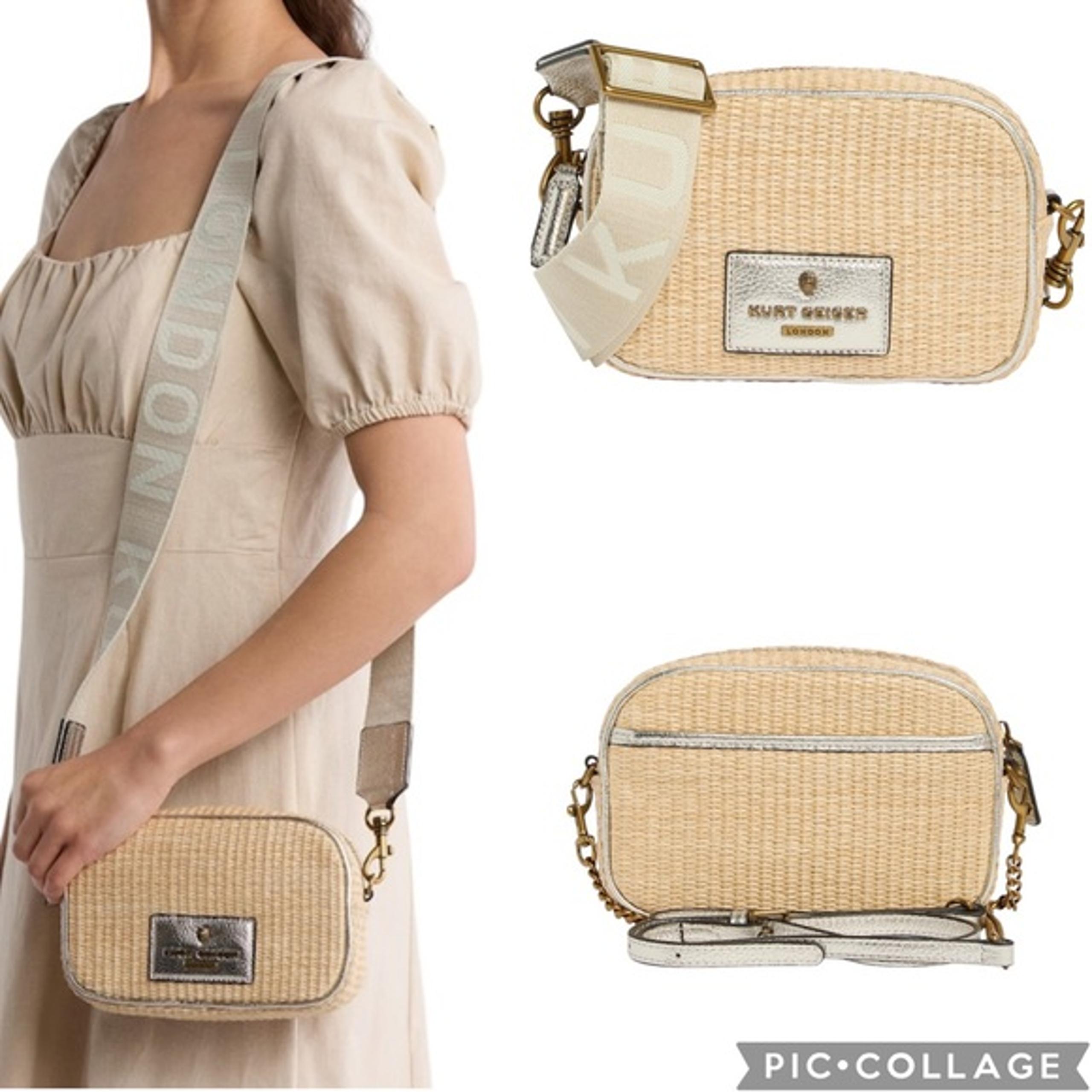 Kurt Geiger NWT! Chiswick Raffia Camera Crossbody Bag