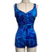 Vintage Maxine Of Hollywood Womens Blue Printed Button Swimsuit