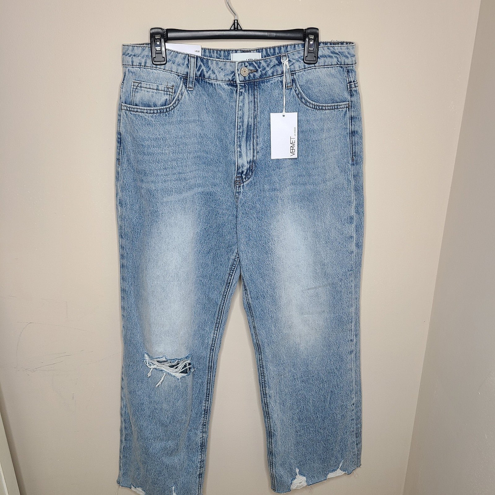 Vervet Leslie 90s VTG Flare Jeans Destroyed Acid Wash Sz 31 High Rise