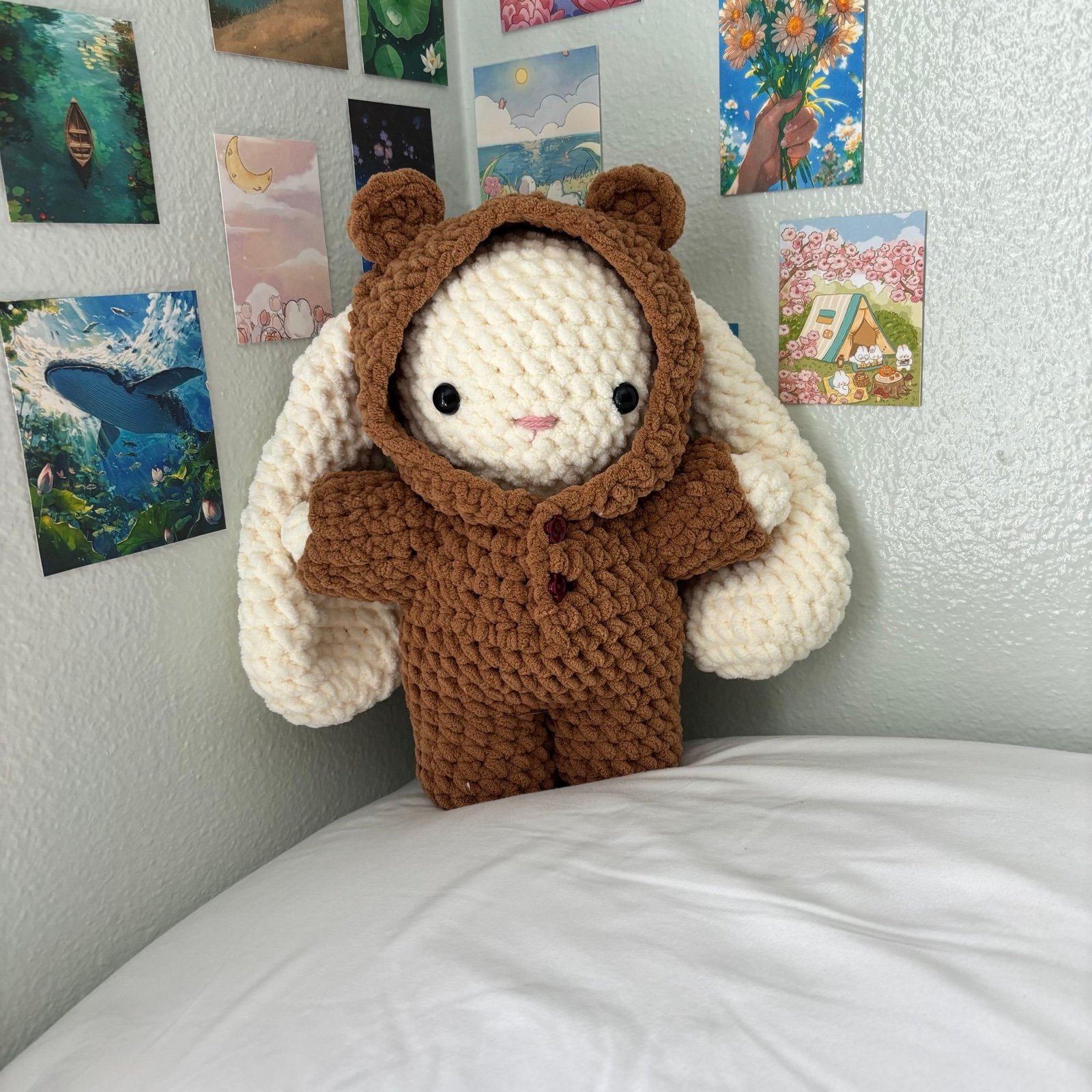 Bear onesie bunny/ gift for her/ home decor/ crochet amigurumi/ handmade item