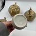 Antique Meiji Period Tea Set 4 Pieces Shark Skin Moriage Porcelain Cream Sugar
