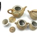 Antique Meiji Period Tea Set 4 Pieces Shark Skin Moriage Porcelain Cream Sugar