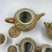 Antique Meiji Period Tea Set 4 Pieces Shark Skin Moriage Porcelain Cream Sugar