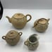 Antique Meiji Period Tea Set 4 Pieces Shark Skin Moriage Porcelain Cream Sugar
