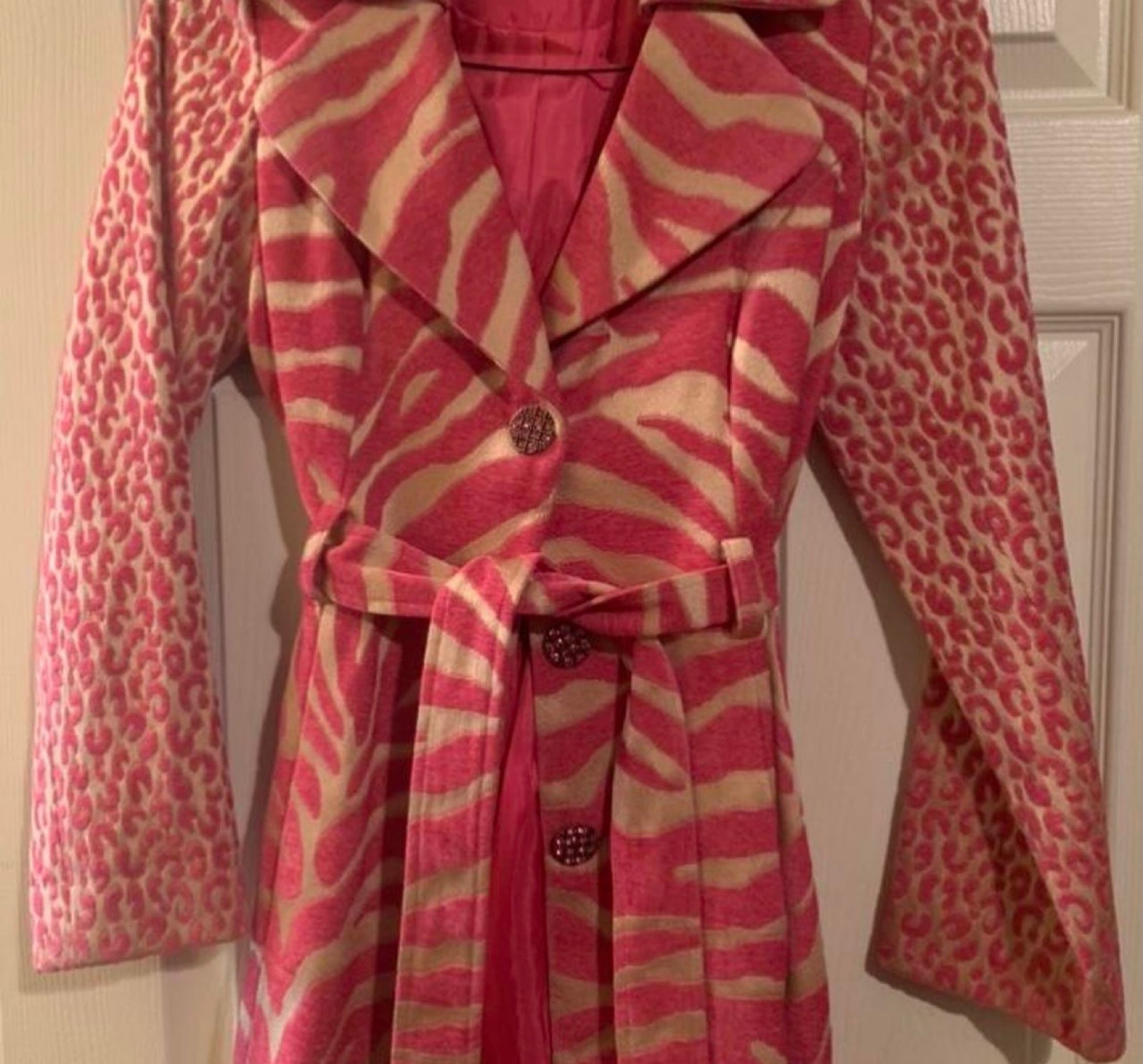Womans Pink and Tan Fashion Coat