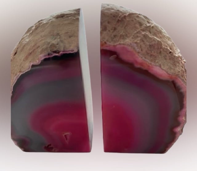 Pink Agate Geode BookEnd 3.3 Lbs Agate Geode BookEnds 3.36 lbs