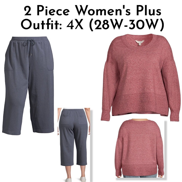 Terry & Sky Womens 2 Pc Casual Knit Capri Sweater Set Size 4X/28-30 NEW
