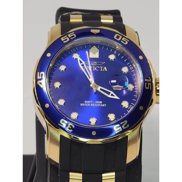 Invicta 39098 Men's Pro Diver Analog Blue Dial Black Silicone Watch