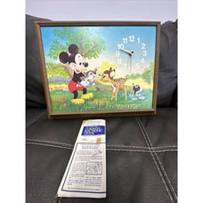 Vintage Bambi Flower Thumper Wall Clock Framed Art Walt Disney W Original Manual