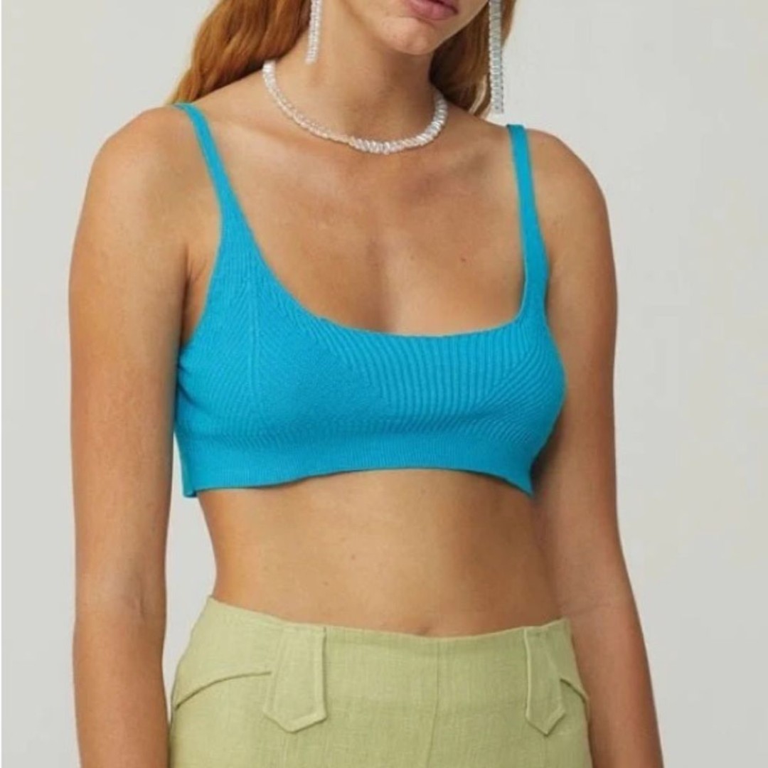 Paloma Wool Waloma Bra Top - Cyan Blue size medium bralette crop top