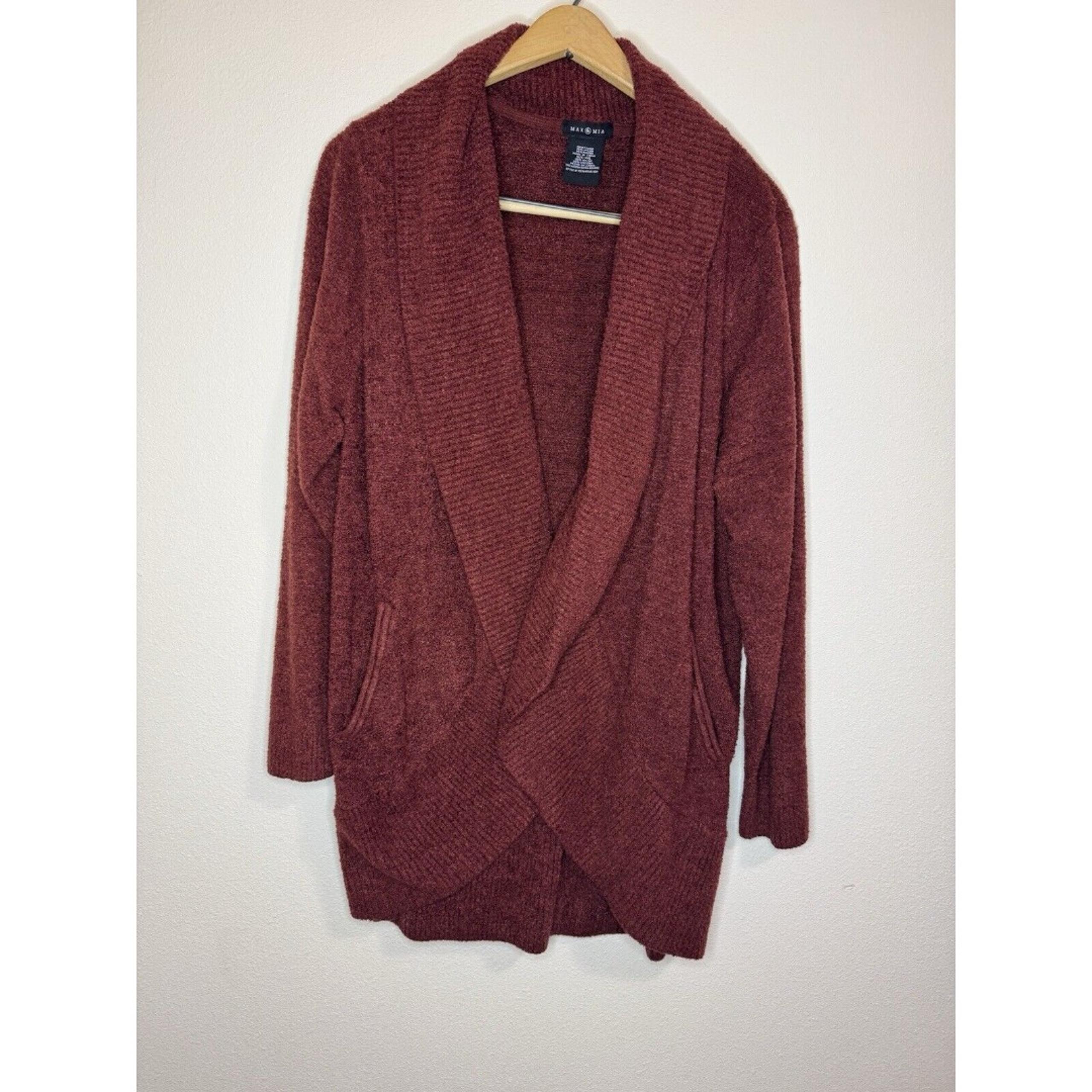 Max & Mia Cardigan XXL 2X Essential Travel Cardigan Sweater Maroon Red Holiday