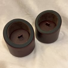 Vintage Rare Levenger Brown & Black Leather Desk Cup with Lid - Set of 2