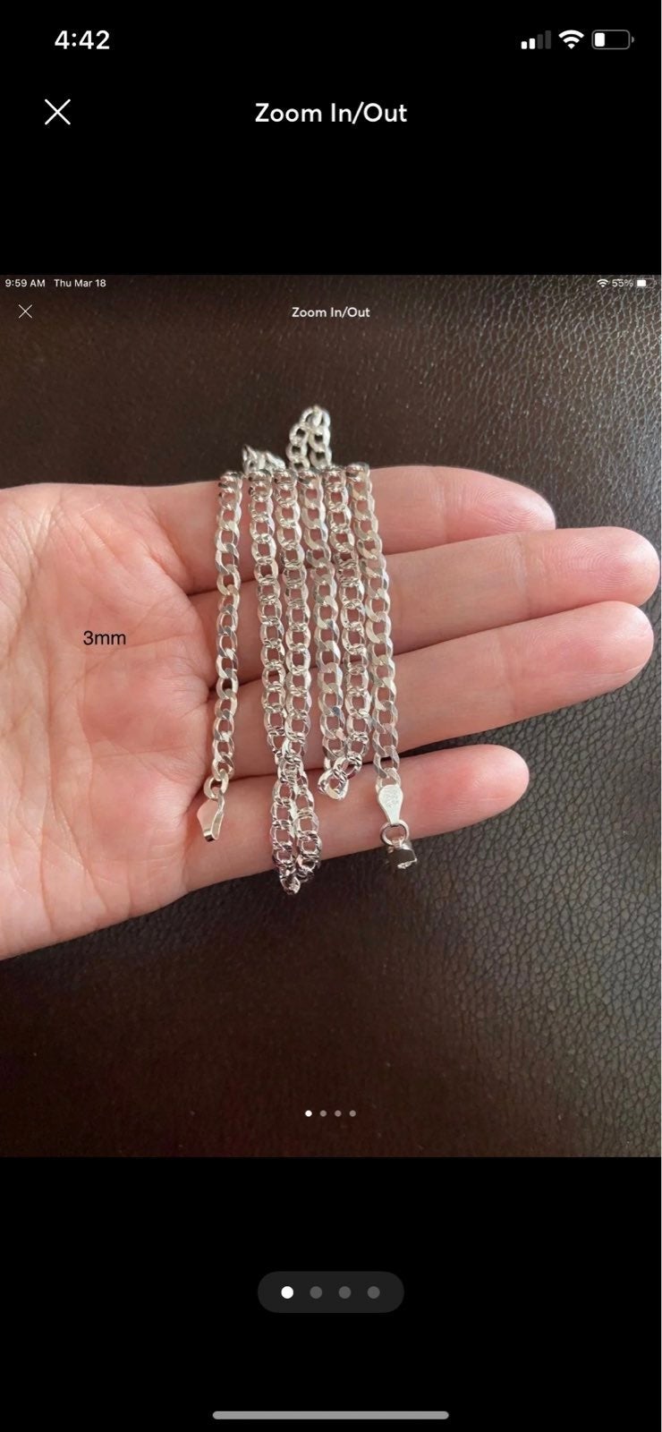 Real 925 sterling silver diamond cut cuban necklace