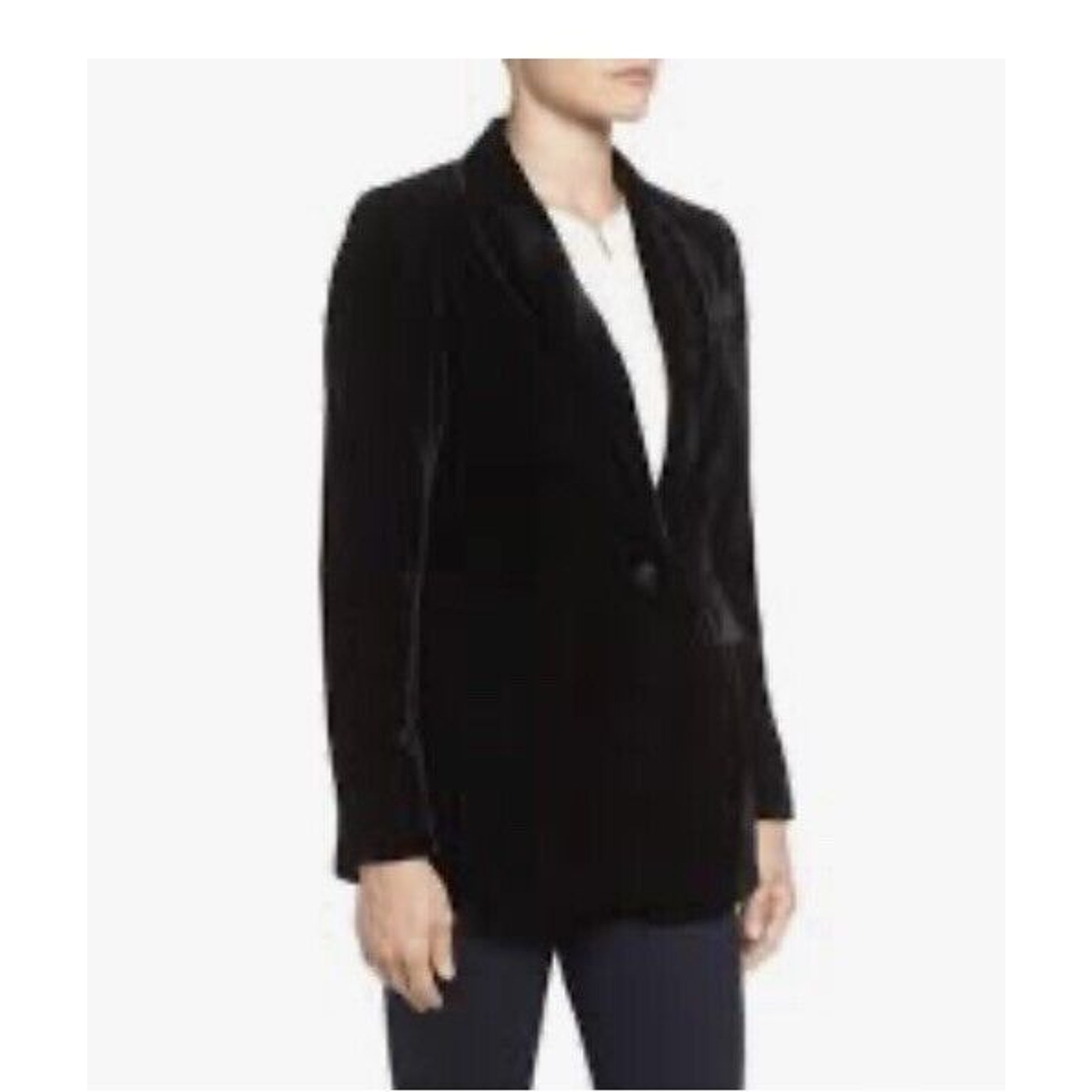 Halogen Womens Velvet One Button Black Blazer Size M