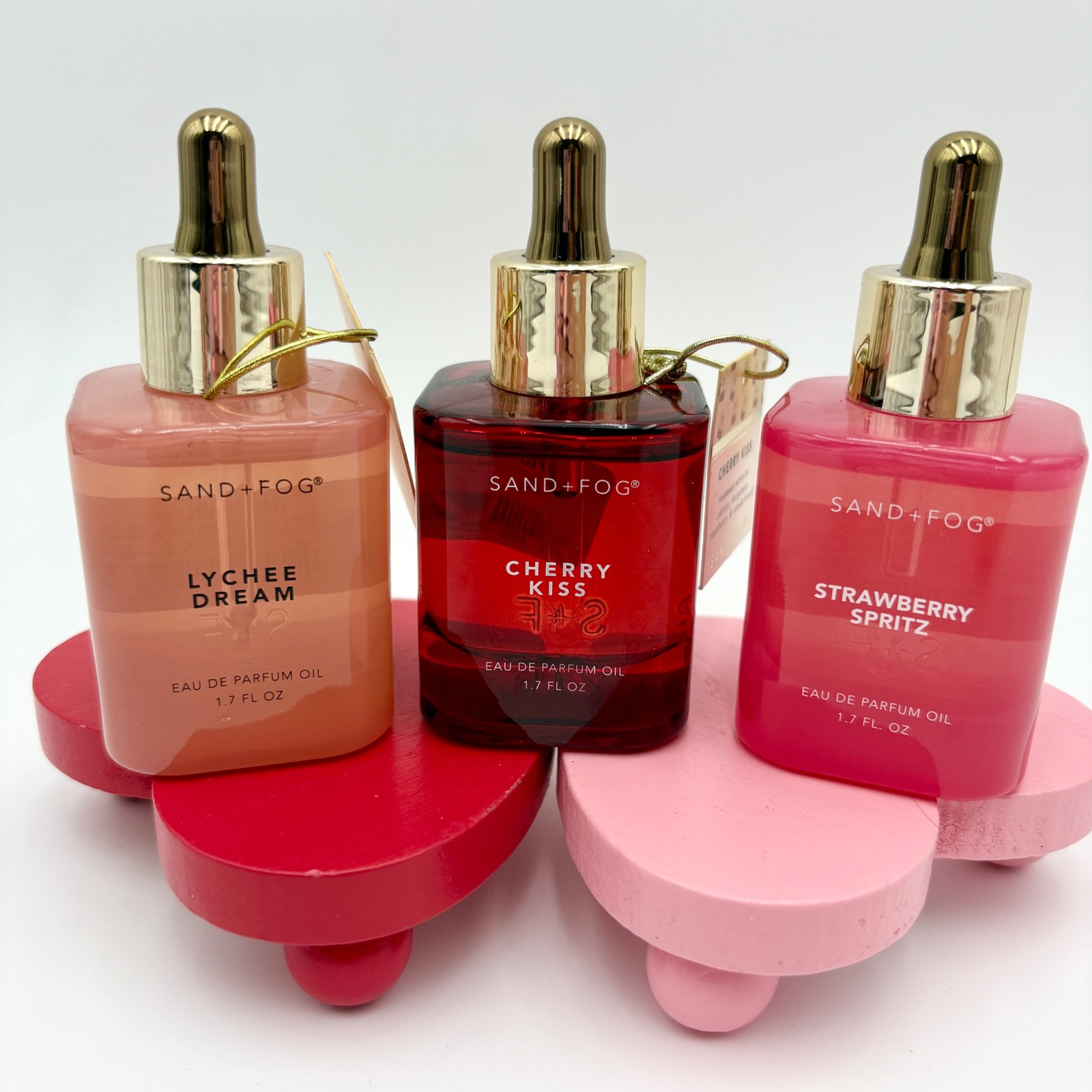 Sand + Fog Perfume Oil Set Lychee Dream Cherry Kiss Strawberry Spritz 1.7oz