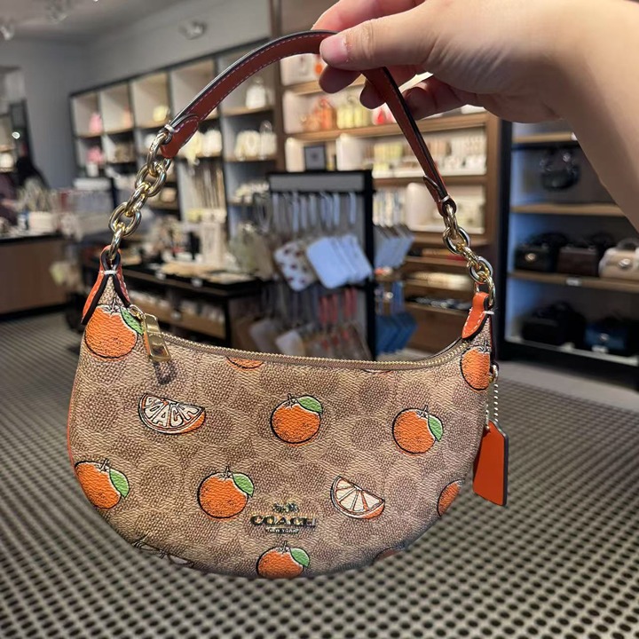 NWT Coach Mini Payton Bag In Signature Canvas With Orange Print