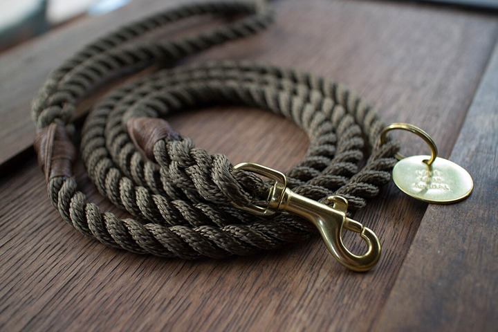 Olive Dog Leash - Strong Brass Dog Leash