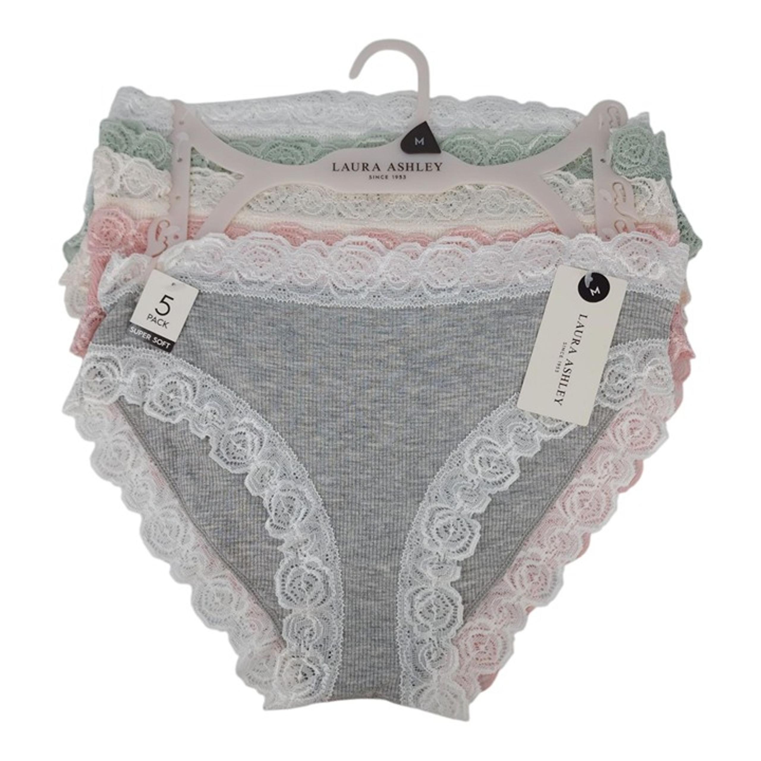 Laura Ashley Womens 5-Pack Medium Panties Super Soft Lace Trimmed Rayon Spandex